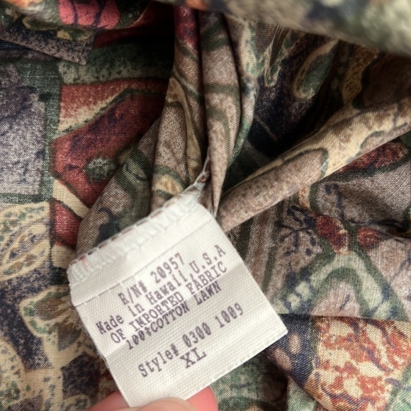 Tori Richard Honolulu Hawaiian Printed Short Sleeve Button Down Pint Brown Green - Picture 7 of 7